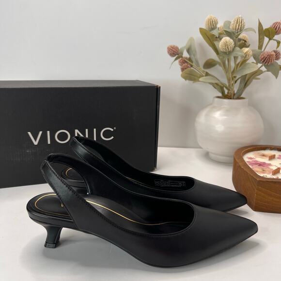 Vionic Shoes - Vionic Ziva Nappa Leather Slingback Shoes Black I2370L1001 Women's 6M Light Wear